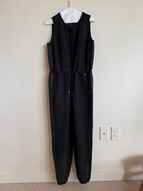 Banana Republic Black Sleeveless Drawstring Jumpsuit